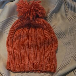 Cozy Orange Knit Pom-Pom Beanie for Kids